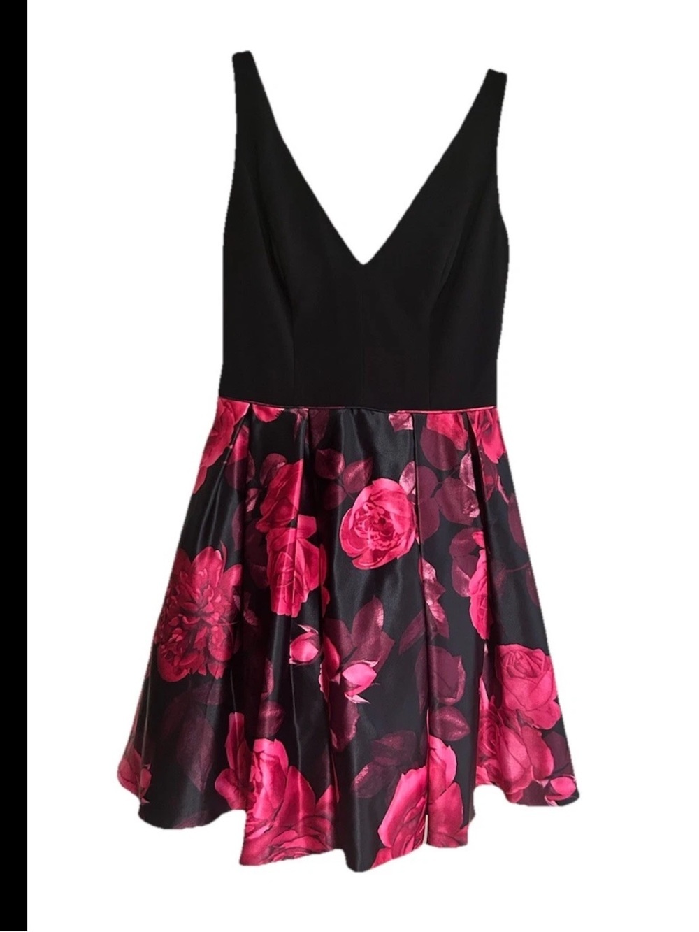 Betsy & Adam Dress Size 8 Black Floral Party Wedding Guest Formal Sleeveless NWT